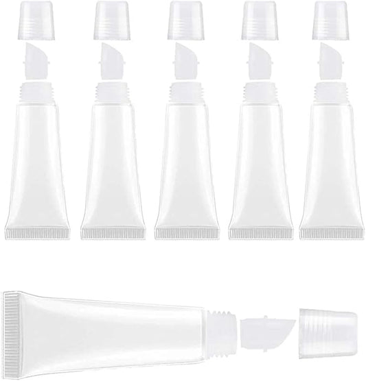 BlingKingdom 6pcs Lip Gloss Tubes 8ml Clear Soft Empty Lip Balm Containers Refillable Mini Cosmetic Tubes for Comestic Makeup and Travel Toiletries