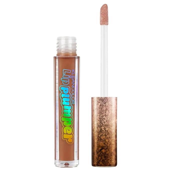 Kleancolor Lip Plumper Gloss - 03 Biscuit | Hydrating & Plumping Lip Gloss | Peachy Beige | High-Shine Finish | Smooths Fine Lines | Coconut Scent | 0.1 Fl Oz