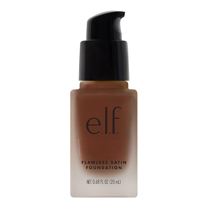 e.l.f. Flawless Satin Foundation, Lightweight & Medium Coverage, Semi-Matte Finish, Vegan & Cruelty-Free, Espresso, 0.68 Fl Oz (20mL)