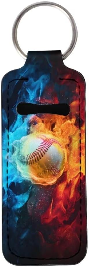 Horeset Burning Football Novelty Chapstick Holder Keychain Slim Burning