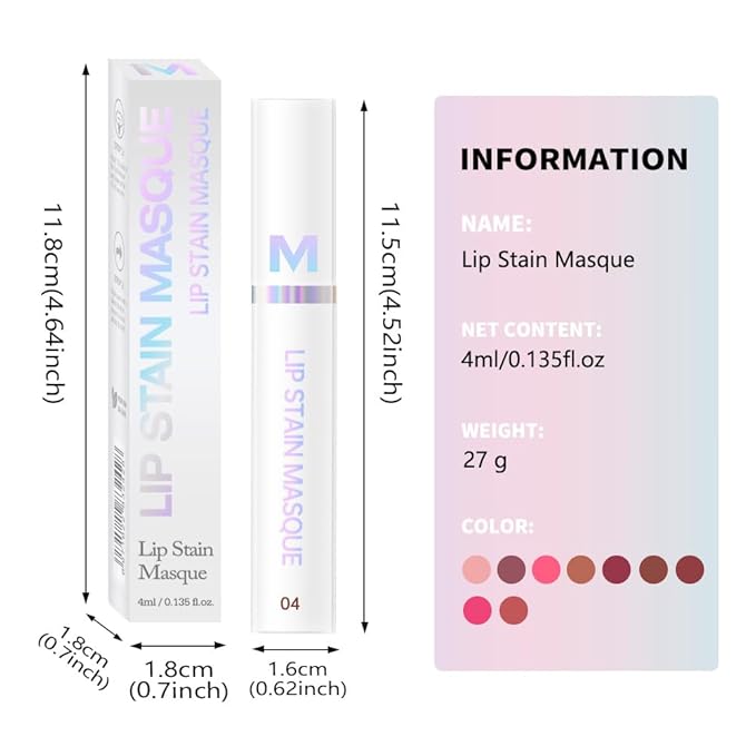 Matte Lip Gloss Peel Off Masque - Peel Off Lip Stain Tattoo, Chestnut Brown Peel Off Lip Tint，Long Lasting Waterproof Transfer-proof Lip Mask Lip Stain Peel Off Lip Gloss,Stay Lip Makeup 04#