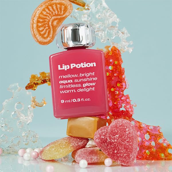 Lip Potion Aqua Glow No.7 Pink Soda | Hydrating, Non-Sticky Gloss with Sheer Radiance | 0.3 Oz