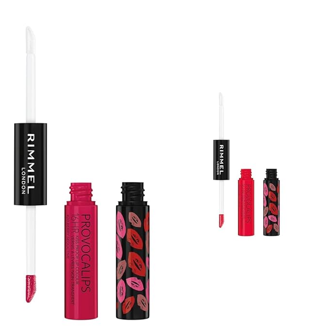Rimmel London Provocalips 16hr Kiss-Proof Lip Color Bundle - 420 Berry Seductive & 500 Kiss Me You Fool, 14 fl.oz. Each