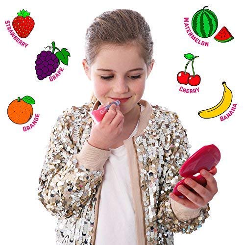 GirlZone Rainbow Fruity Lip Gloss Makeup Set for Kids and Girls, Fabulous Lip Balm Set for Kids with 6 Fruit Scented Lip Gloss, Lovely Gift Idea