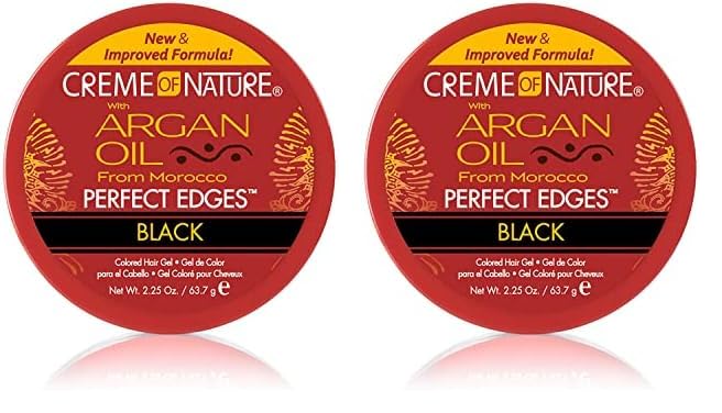 Creme of Nature with Argan Oil From Morocco Perfect Edges Hair Gel, 24 Hour Hold with Moisture and Exotic Shine, Black, 2.25 Oz (Pack of 2)