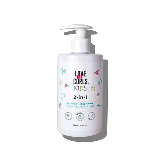 Love Ur Curls Kids - LUCK 2 in 1 Shampoo and Conditioner, Fragrance Free, Pediatrician Approved, Gentle Tear Free Unscented Formula, Easy to Detangle Curls, Sulfate and Paraben Free, 300 mL