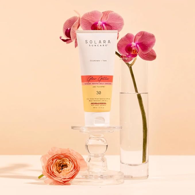 Solara Suncare - Glow Getter Body Moisturizer, SPF 30 (Sport) | EWG Verified, Vegan, Cruelty Free, Reef friendly | Natural Scent, Nutrient Boosted Daily Sunscreen, Water Resistant (3 fl oz | 90 ml)