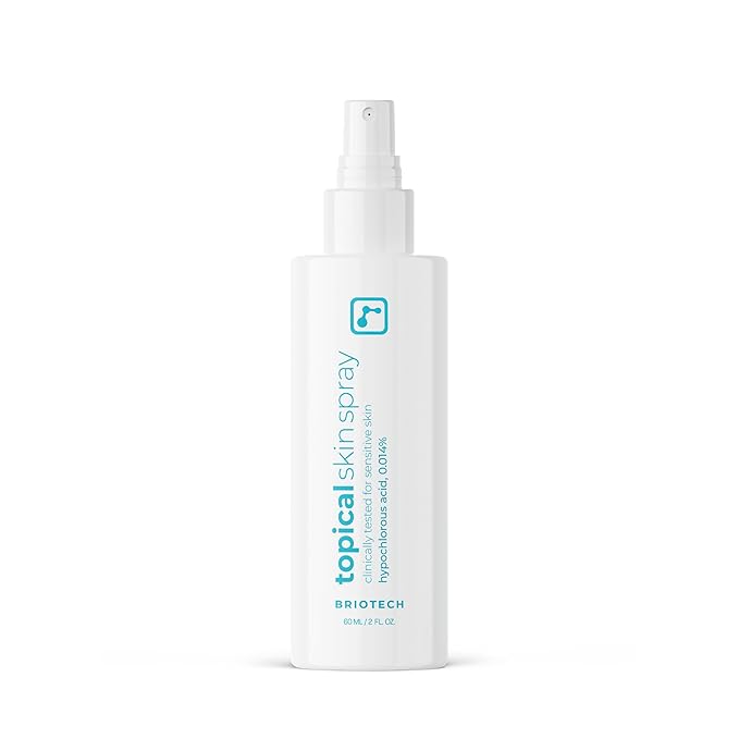BRIOTECH Topical Skin Spray, Hypochlorous Acid Spray for Sensitive Skin, HOCl Facial Mist, Full Body Support Against Irritation, Calm Redness, Soothe Foot & Scalp, Travel Size 2 oz