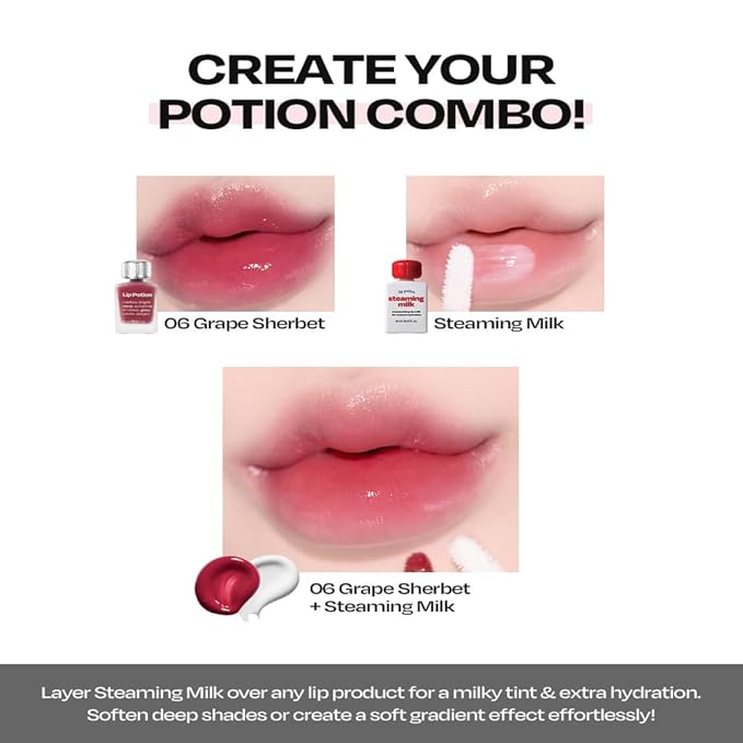 Lip Potion Aqua Glow No.3 Sugar Rose | Hydrating, Non-Sticky Gloss with Sheer Radiance | 0.3 Oz