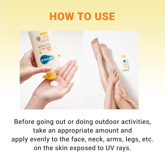 Derma B Everyday Sun Block Large Size Sunscreen SPF50+ PA++++ 6.71 Fl Oz, 200ml Fast-Absorbing Lightweight SPF Moisturizer, Facial Body Non-Sticky for Dewy Skin, Korean Protection Lotion