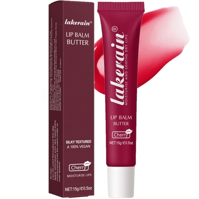 Tinted Lip Butter Balm - Tinted Moisture Gel Lip Gloss | Hydrating Glow Tinted Lip Care | Tinted Lip Stain (Cherry, 05)