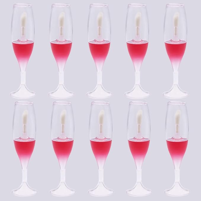 FZBNSRKO Lip Gloss Tubes, 10pcs 8ml Empty Refillable Bottles, Wineglass Shaped Containers for Women Girls, Reusable, Portable, Transparent and Red