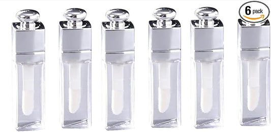 6 Pcs 3ml Empty Lip Gloss Tubes Containers Clear Refillable Lip Balm Bottles Transparent Mini Lipstick Containers for DIY Makeup Lip Gloss Makeup