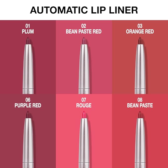 evpct Silky Lip Liner Pencil Retractable, Carmine Red Smooth Lip Liner Creamy Velvet Lipliner Long-Lasting for Korean Makeup Contouring Matte Lip High Pigmented Rich Colors Crayon Lipstick Pen 07