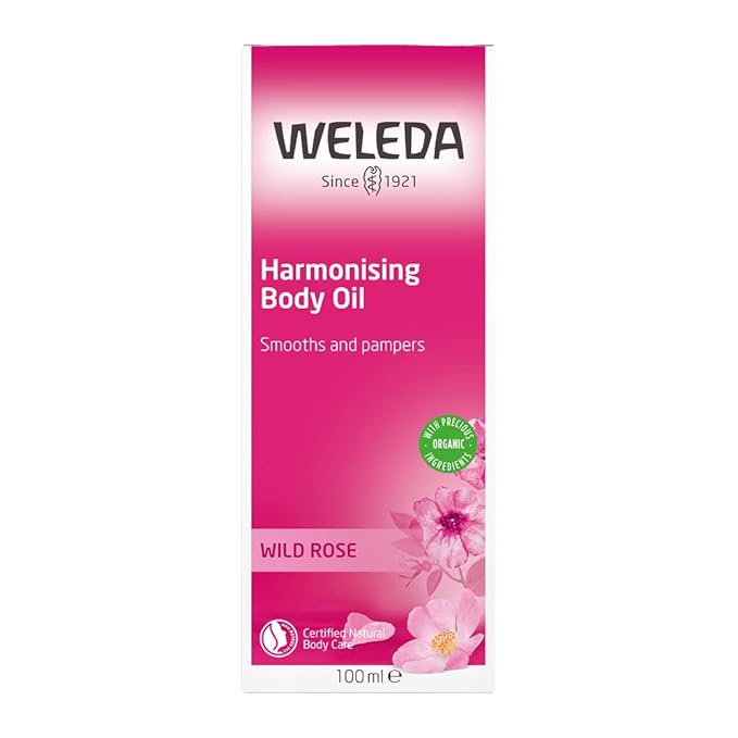 Weleda Pampering Wild Rose Body and Beauty Oil, 3.4 Fluid Ounce, Plant Rich Body and Beauty Oil with Wild Rose, Sweet Almond and Jojoba Oils