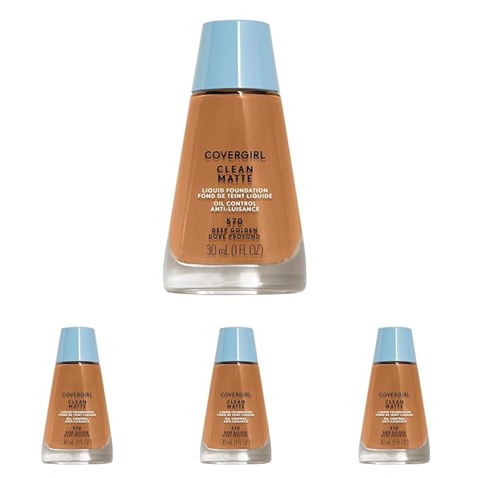 COVERGIRL Clean Matte Liquid Foundation, Deep Golden 570, Pack of 4