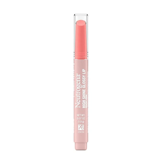 Neutrogena High Shine Glossy Lip with Maracuja Oil + Vitamins & Antioxidant Vitamin E, Nourishing Glossy Lip, Non-Retractable, Pigmented For Buildable Color, Peachy Keen, 0.07 oz
