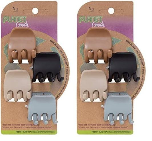 Planet Goody Heritage Medium Claw Clips - 4-Pack, Assorted Neutral Colors- For Easily Pulling Up Your Hair - Pain-Free Hair Accessories For Women, Men, Boys & Girls (Pack of 2)