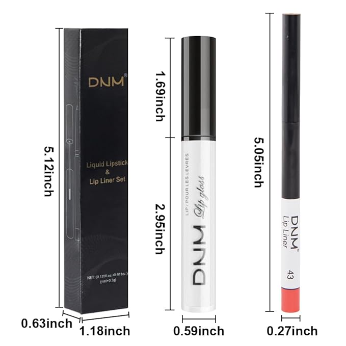 evpct 2Pcs White Matte Liquid Lipstick Lip Gloss Stain and Retractable Lip Liner Makeup Set for Women Long Lasting Waterproof 24 Hours Permanent Lipstick labial mate larga duracion 24 43#