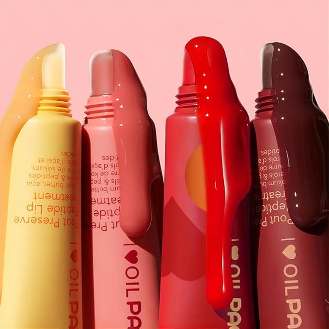 4 Pack Lip Gloss Set of Lip Gels, Tinted Lip Balm to Deepen & Enhance Moisturizing Jelly Lip Gloss - Everyday Lip Makeup - Multi-Purpose Lip Oil with Lip-specific Peptides