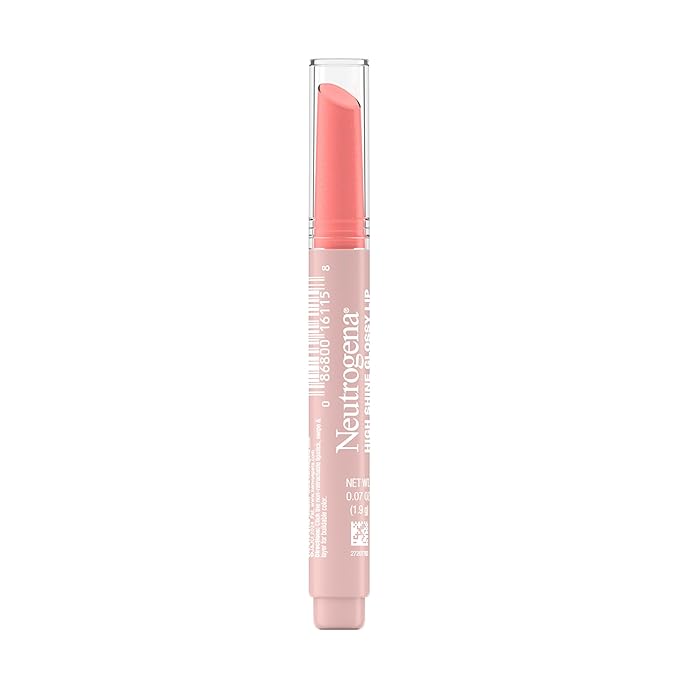 Neutrogena High Shine Glossy Lip with Maracuja Oil + Vitamins & Antioxidant Vitamin E, Nourishing Glossy Lip, Non-Retractable, Pigmented For Buildable Color, Peachy Keen, 0.07 oz