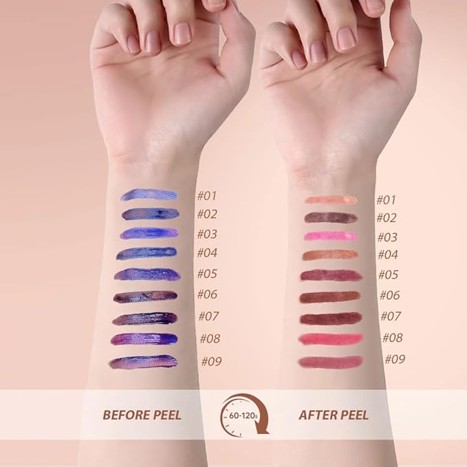 Matte Lip Gloss Peel Off Masque - Peel Off Lip Stain Tattoo, Peachy Rose Peel Off Lip Tint，Long Lasting Waterproof Transfer-proof Lip Mask Lip Stain Peel Off Lip Gloss,Stay Lip Makeup.01#