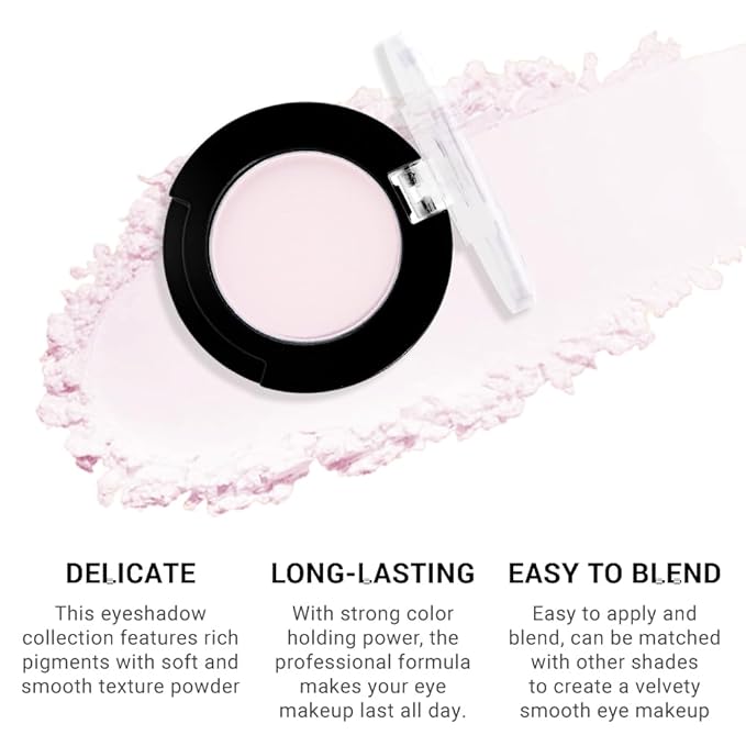 Monochrome Matte Eyeshadow Makeup Palette, Highly Pigmented Pearl White Eyeshadow Palette, Matte Pressed Powder Eye shadow Makeup, Single Vegan Eye Shadow, Daily Evening Women Girls Eyeshadow Gift 3#