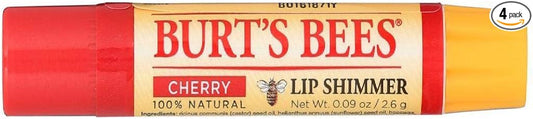 Burt's Bees Lip Shimmer, Cherry 0.09 Ounce (Pack of 4)