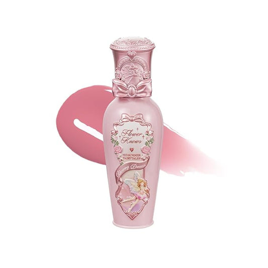 Flower Knows Midsummer Fairytales Lip Gloss-Glowy Moisturizing Coating Lip Lacquer-Hydrating Tinted Lip Oil for Girls&Women-Vegan & Cruelty Free-0.17Fl Oz(G05 Freesia)