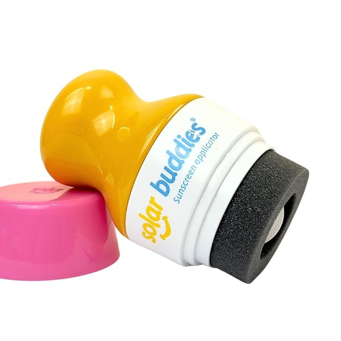 Solar Buddies Sunscreen Applicator - Single Pink - BPA-Free Refillable Roll on Sponge Sunscreen, Suncream & Lotion Applicator For Kids, Adults & Families - Holds 3.4fl oz, Perfect Size for Travel