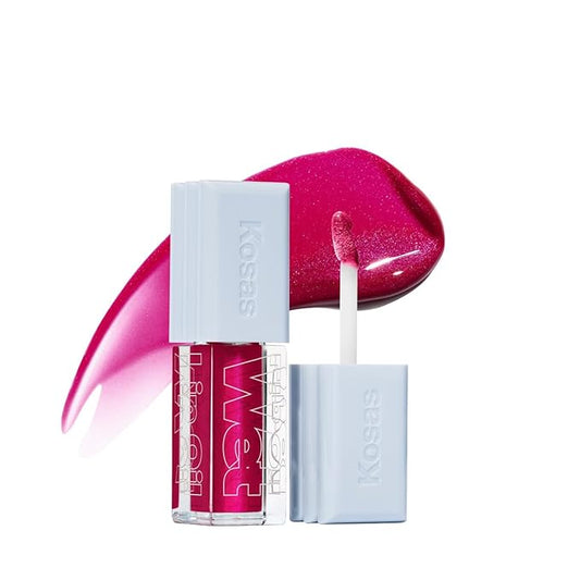 Kosas Wet Lip Oil Gloss - Hydrating Lip Plumping Treatment with Hyaluronic Acid & Peptides, Non-Sticky Finish (Fruitjuice)