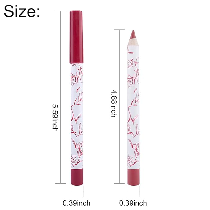 12 Pcs Natural Nude Brown Beige Colors Lip Liner Lipstick Pencils Set for Daily Makeup,Easy to Apply & Remove,Waterproof (set07)