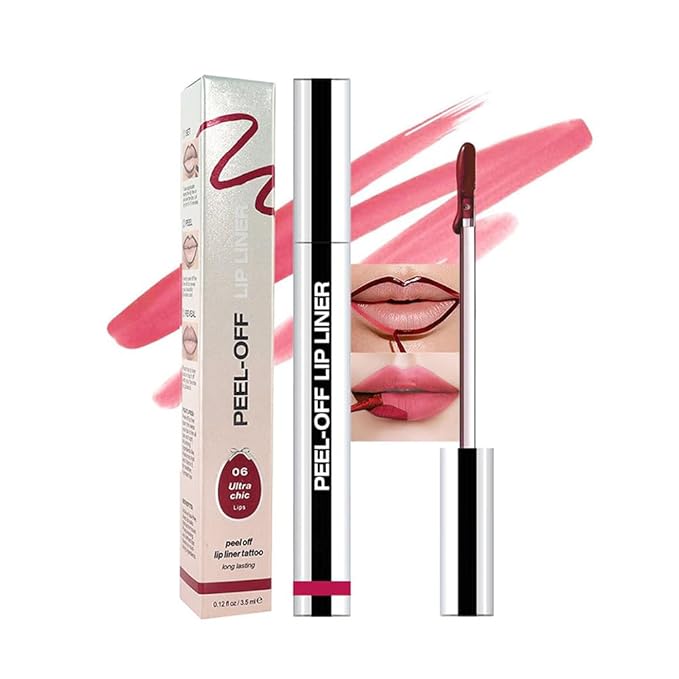 Matte Lip Gloss Stain-Peel Off Lip Liner Tattoo, Pinkish Red Lip Tint，Long Lasting Peel Off Lip Stain, Waterproof Transfer-proof Lip Mask Lip Liner Peel Off Lip Gloss,Stayn Lip Makeup. #06