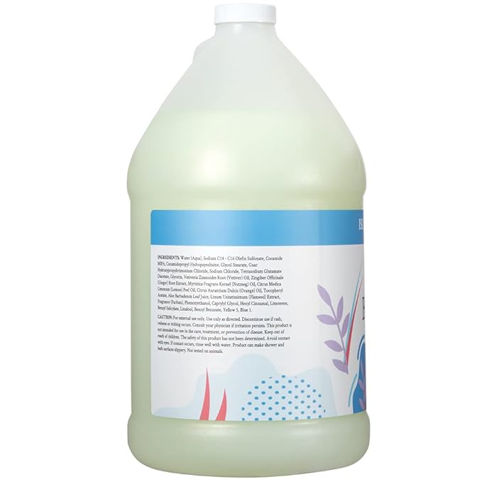 Ginger Lily Farms Botanicals Nourishing Body Wash, Island Tranquility, 100% Vegan & Cruelty-Free, Green Tea Lemongrass Scent, 1 Gallon Refill (Pack of 4)