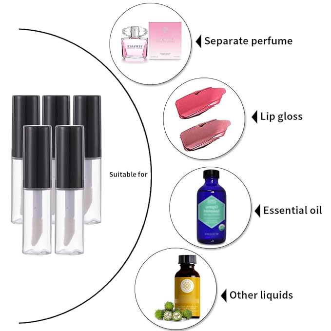 YITOU 50PCS Mini Empty Lipgloss Tube 1.8ml, Refillable Lipgloss