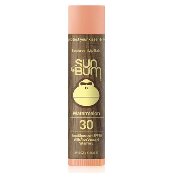 Sun Bum SPF 30 Sunscreen Watermelon Lip Balm - Moisturizing Aloe Vera and Vitamin E - Vegan and Cruelty Free - Broad Spectrum UVA/UVB Lip Protection - 0.15 oz Stick