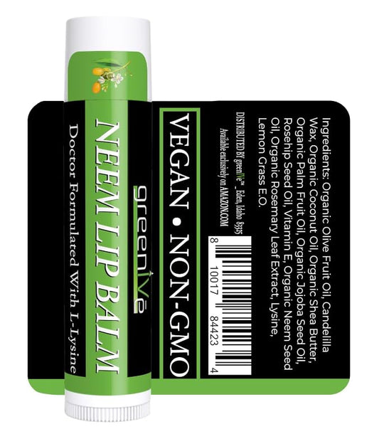 GreenIVe Neem Lip Balm, Vegan Lip L-Lysine,