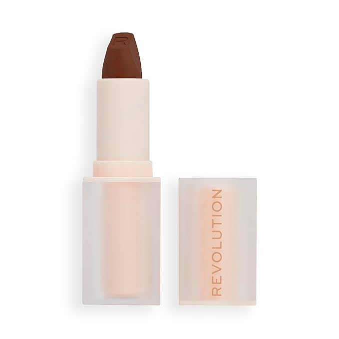 Revolution, Lip Allure Soft Satin Lipstick, Highly Pigmented & Smudge Proof, Long Lasting Creamy Satin Finish, Contains Vitamin E, Stiletto Brown, 0.11 oz