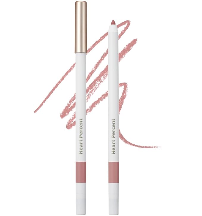 Heart Percent Dote On Mood Lip Pencil Slim, Defines and Fills Creamy Lip Liner Retractable Lipstick Pencil with Built-In Sharpener, #06. Rose Beige