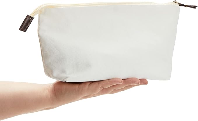 Juvale 6 Pack Canvas Makeup Bags with Zipper - 11.75 x 5.5 In White Cotton Canvas Makeup Bag Set for Toiletries and DIY Crafts