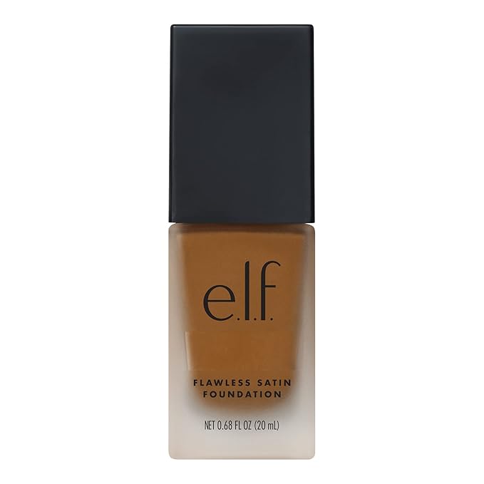 e.l.f. Flawless Satin Foundation, Lightweight & Medium Coverage, Semi-Matte Finish, Vegan & Cruelty-Free, Cinnamon, 0.68 Fl Oz (20mL)