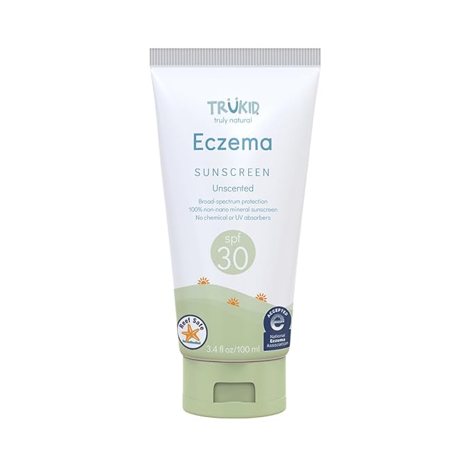 TruKid Eczema SPF30 Face Sunscreen Unscented 3.4oz Baby Sunscreen, Natural Ingredients Kids Sunscreen, Reef-Friendly Travel Size Sun Screen, Beach Defense Sunscreen for Kids, Toddlers, Babies & Adults