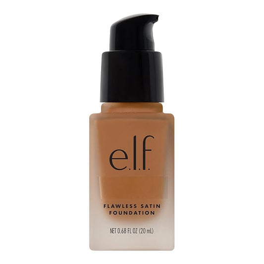 e.l.f. Flawless Satin Foundation, Lightweight & Medium Coverage, Semi-Matte Finish, Vegan & Cruelty-Free, Honey, 0.68 Fl Oz (20mL)