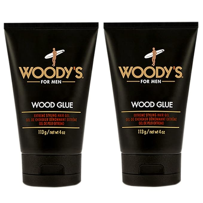 Woody's Hair Gel for Men - Extreme Hold Wood Glue Styling Gel, Long-Lasting, No Flaking, Strong Hold, 4 oz (2 Pack)