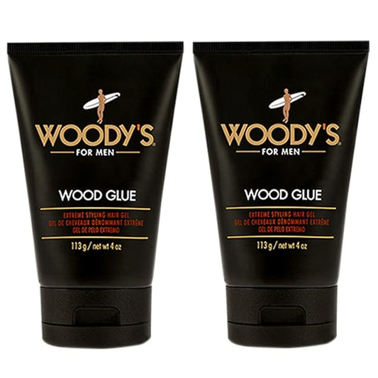 Woody's Hair Gel for Men - Extreme Hold Wood Glue Styling Gel, Long-Lasting, No Flaking, Strong Hold, 4 oz (2 Pack)