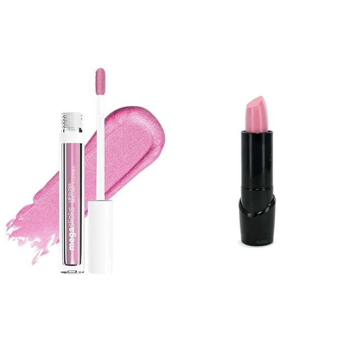 wet n wild Mega Slicks Lip Gloss Sinless & Silk Finish Lipstick A Short Affair Pink