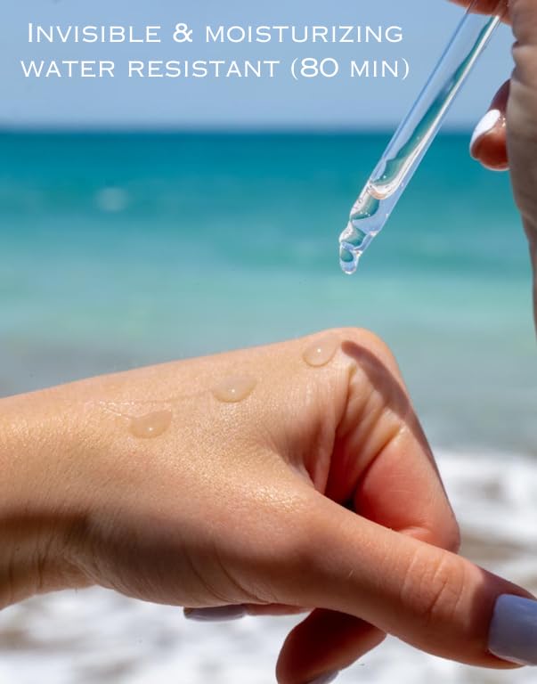 Natural Mineral & Invisible Moisturizing Sunscreen Serum with SPF 50 Lightweight Non-Greasy Zero Skin Burden Sunblock with Hyaluronic Acid Niacinamide Vitamin C Vitamin E & Non-Nano Zinc-Oxide