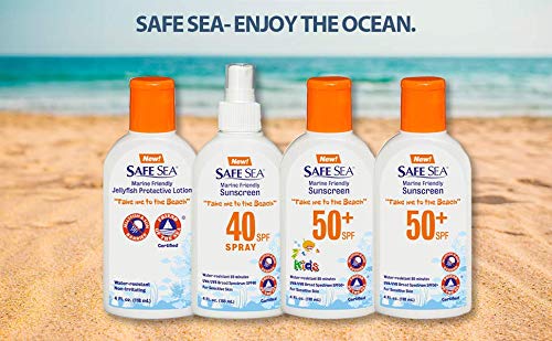 Safe Sea Jellyfish Sting-Blocking Sunscreen, SPF 40 Spray 4 Fl oz, Waterproof, Biodegradable, Coral Reef-Safe – Body and Face Sunscreen, Anti-Jellyfish and Sea-Lice sting protection (3 pack)