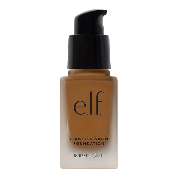 e.l.f. Flawless Satin Foundation, Lightweight & Medium Coverage, Semi-Matte Finish, Vegan & Cruelty-Free, Cinnamon, 0.68 Fl Oz (20mL)