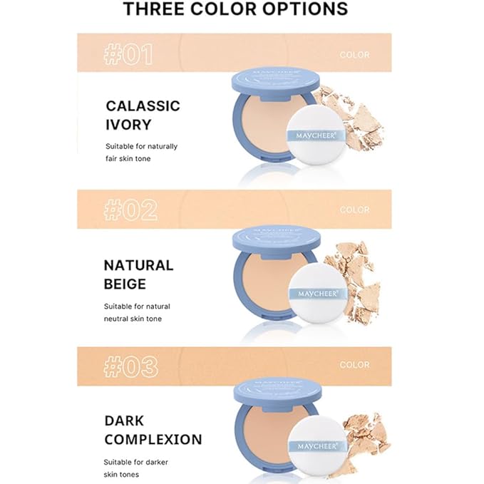 LAMUSELAND Pressed Powder Compact, Oil Control Brighten Skin Girls (JG02)